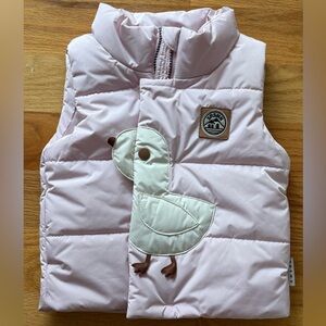 Souris Mini Kids Pink Puffer Vest with Duck Design
